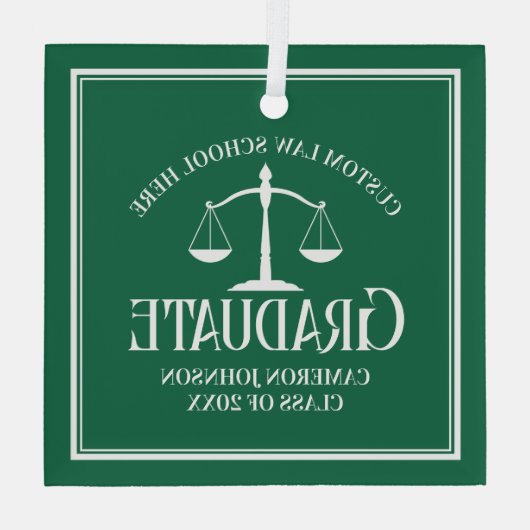Green White Law School Afstuderen Kerst Glas Ornament (Achterkant)
