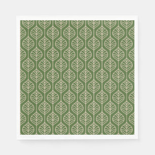 Green & White Leaves Woodland Leaf Natuur Party Servet