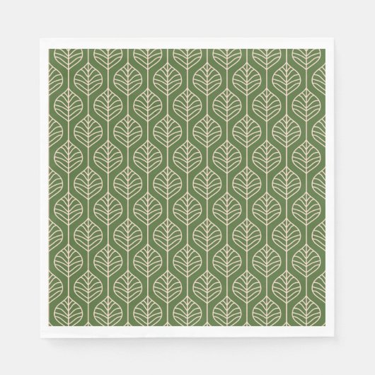 Green & White Leaves Woodland Leaf Natuur Party Servet (Voorkant)
