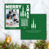 Green & White Merry Xmas QR-code Vierkante Visitekaartje