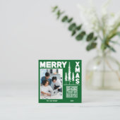 Green & White Merry Xmas QR-code Vierkante Visitekaartje (Staand voorkant)