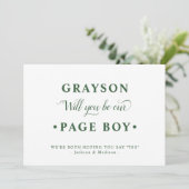 Green White Minimalist Page Boy-conceptkaart Kaart (Staand voorkant)