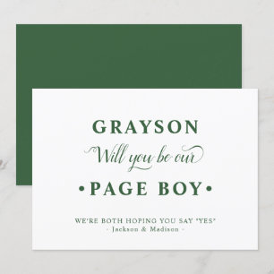 Green White Minimalist Page Boy-conceptkaart Kaart