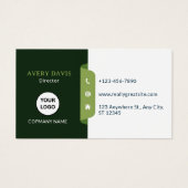 Green & White Modern Corporate Business Card Visitekaartje (Voorkant)