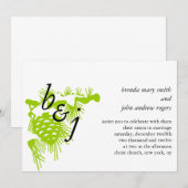 Green White Monogrammed Winter Wedding Invitation Kaart (Voorkant / Achterkant)