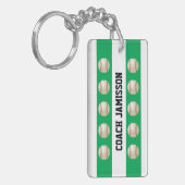 Green & White, Name, Thanks Baseball Coach/Player Sleutelhanger (Voorkant Links)