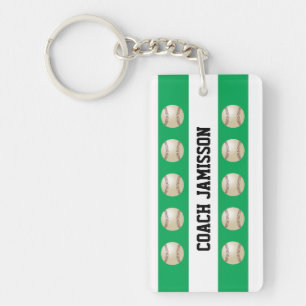 Green & White, Name, Thanks Baseball Coach/Player Sleutelhanger