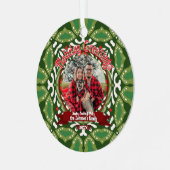 Green White Natal Holiday Energy Custom Photo Metalen Ornament (Voorkant links)
