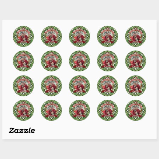 Green White Natal Holiday Energy Custom Photo Ronde Sticker (Vel)