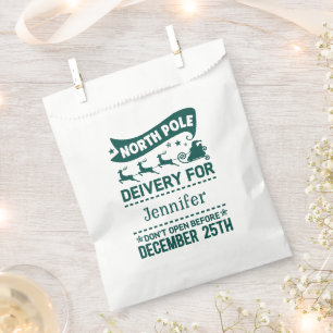 GREEN & White North Pole SANTA Delivery Name Bedankzakje