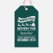 GREEN & White North Pole SANTA Delivery Name Cadeaulabel (Achterkant)