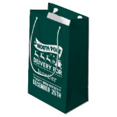 GREEN & White North Pole SANTA Delivery Name Klein Cadeauzakje (Achterkant Gekanteld)