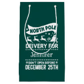 GREEN & White North Pole SANTA Delivery Name Klein Cadeauzakje (Voorkant)