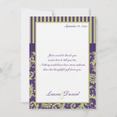 Green, White, Paars Damask Bedankkaart (Achterkant)