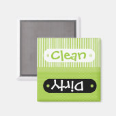 Green White Pattern Clean Dirty Dishwasher Magnet (Voorkant / Achterkant)