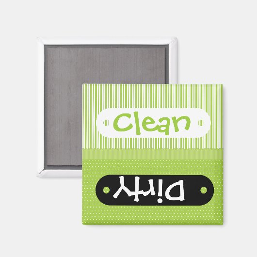 Green White Pattern Clean Dirty Dishwasher Magnet (Voorkant / Achterkant)