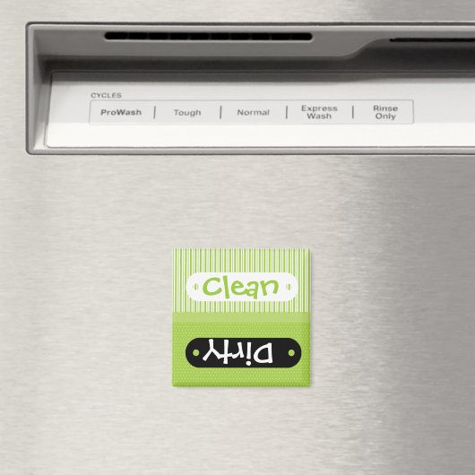 Green White Pattern Clean Dirty Dishwasher Magnet (Insitu (Vaatwasser))
