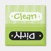 Green White Pattern Clean Dirty Dishwasher Magnet (Voorkant)