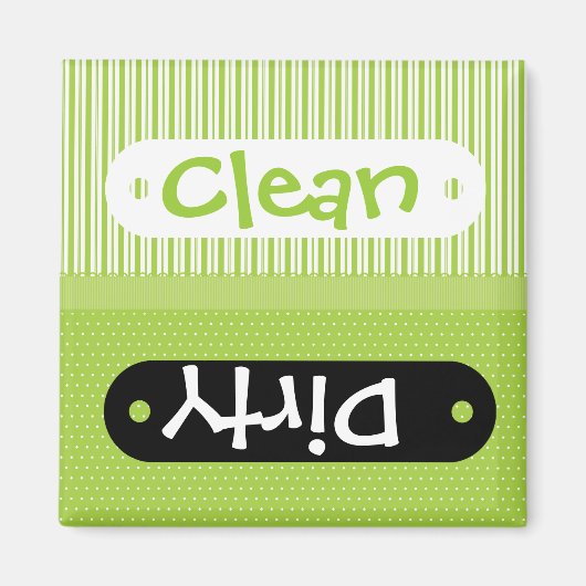 Green White Pattern Clean Dirty Dishwasher Magnet (Voorkant)