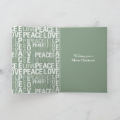 Green White Peace Love Christmas Kaart (Binnen)