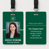 Green White Personalized Employee ID Card Badge