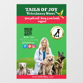  Green White Pet Store Business Raamsticker