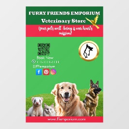  Green White Pet Store Business Raamsticker