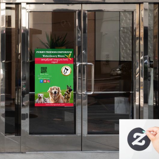  Green White Pet Store Business Raamsticker (Kantoordeur)