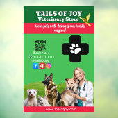 Green White Pet Store Sign Dogs, Cats, Birds Vet Raamsticker (Vel 3)