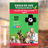 Green White Pet Store Sign Dogs, Cats, Birds Vet Raamsticker (Vel 2)