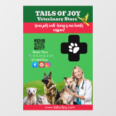 Green White Pet Store Sign Dogs, Cats, Birds Vet Raamsticker (Vel)