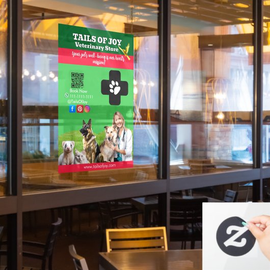 Green White Pet Store Sign Dogs, Cats, Birds Vet Raamsticker (Restaurant Raam)