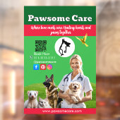 Green White Pet Store Sign Dogs, Cats, Birds Vet Raamsticker (Vel 2)