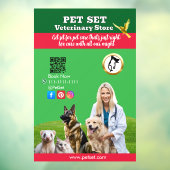 Green White Pet Store Sign Dogs, Cats, Birds Vet Raamsticker (Vel 3)