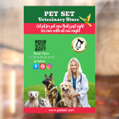 Green White Pet Store Sign Dogs, Cats, Birds Vet Raamsticker (Vel 2)