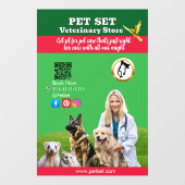 Green White Pet Store Sign Dogs, Cats, Birds Vet Raamsticker (Vel)