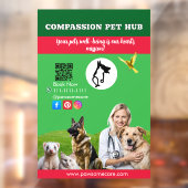 Green White Pet Store Sign Dogs, Cats, Birds Vet  Raamsticker (Vel 2)