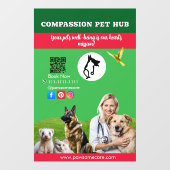 Green White Pet Store Sign Dogs, Cats, Birds Vet  Raamsticker (Vel)