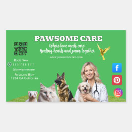 Green White Pet Store Sign Dogs, Cats, Birds Vet  Rechthoekige Sticker