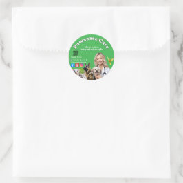 Green White Pet Store Sign Dogs, Cats, Birds Vet  Ronde Sticker
