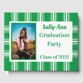 Green White Photo Graduation Party Gastenboek