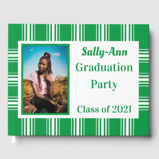 Green White Photo Graduation Party Gastenboek (Voorkant)