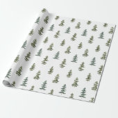 Green White Pine Tree Holiday Wrapping Paper Cadeaupapier (Uitgerold)