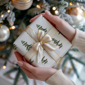 Green White Pine Tree Holiday Wrapping Paper Cadeaupapier