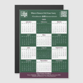 Green, White, Pink Your Logo 2026 Magnet Calendar (Voorkant / Achterkant)