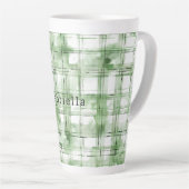 Green White Plaid Stripes   Latte Mok (Rechterhoek)