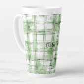 Green White Plaid Stripes   Latte Mok (Linkerhoek)