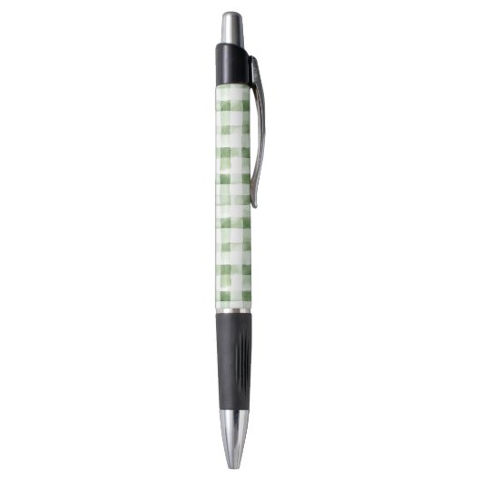 Green White Plaid Stripes Pen (Achterkant (Verticaal))