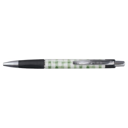 Green White Plaid Stripes Pen (Achterkant)