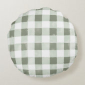 Green White Plaid Stripes Raccoon Rond Kussen (Achterkant)